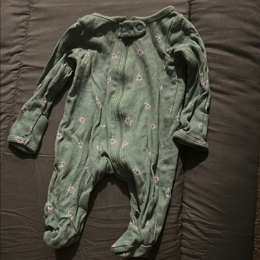 Carter's Green and Pink Footies One Piece Relaxed Fit